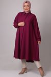 38060 Large Size Yıldız Airobin Mevlana Shirt With Collar Accessories - Plum