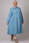 38060 Plus Size Star Airobin Mevlana Shirt with Collar Accessories-Baby Blue