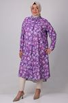 38047 Large Size Patterned Mevlana Jesica Shirt- Magnolia Purple