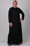 32026 Plus Size Mina Crepe Dress With Pleated Skirt - Black