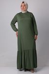 32026 Plus Size Mina Crepe Dress With Pleated Skirt - Khaki