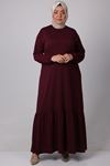 32026 Plus Size Mina Crepe Dress With Pleated Skirt - Burgundy
