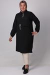 38025 Plus Size Eyelet Datey Goffre Tunic - Black