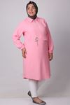 38025 Plus Size Eyelet Datey Goffre Tunic - Pink