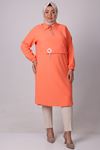 38025 Plus Size Bird Eye Datey Goffre Tunic - Orange