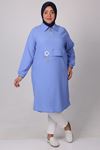 38025 Plus Size Bird's Eye Datey Goffre Tunic - Indigo