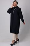 38007 Large Size Front Stone Detailed Jesica Tunic- Burgundy