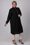 38007 Large Size Front Stone Detailed Jesica Tunic- Burgundy