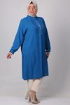 38007 Large Size Front Stone Detailed Jesica Tunic- Burgundy