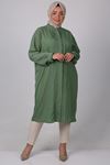 38007 Large Size Front Stone Detailed Jesica Tunic- Burgundy