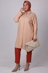 38024 Large Size Star Stone Printed Tencel Shirt-Mink