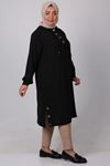 38004 Large Size Buttoned Airobin Tunic -Black