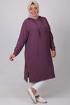 38004 Large Size Buttoned Airobin Tunic -Lilac