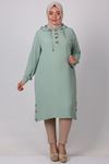 38004 Large Size Buttoned Airobin Tunic -Khaki