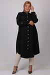 38059 Large Size Judge Collar Star Airobin Mevlana Shirt-Black