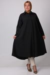 38042 Large Size Mevlana Goffre Tunic - Black