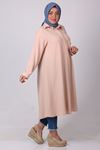 38042 Large Size Mevlana Goffre Tunic - Beige