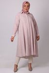 38051 Large Size Linen Shirt with Hidden Buttons -Tile