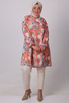 38069 Large Size Jesica Tunic with Elastic Ankle-Circle Pattern Orange