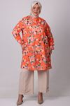 38069 Large Size Ankle Elastic Jesica Tunic-Rose Pattern Orange