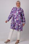 38069 Large Size Ankle Elastic Jesica Tunic-Circle Pattern Purple