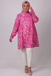 38007 Large Size Front Stone Detailed Jesica Tunic- Burgundy