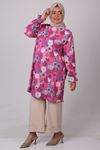 38069 Large Size Elastic Ankle Jesica Tunic-Circle Pattern Fuchsia