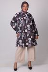 38069 Large Size Jesica Tunic with Elastic Ankle-Circle Pattern Black