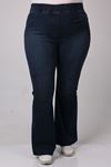 9137 Plus Size Elastic Waist Flared Jeans - Light Blue