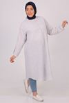 38053 Large Size Etamin Linen Mevlana Shirt - Gray