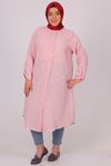 38053 Large Size Etamin Linen Mevlana Shirt - Red