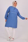 38008 Large Size Miracle Tunic With Split Line -İndigo
