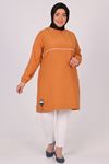 38008 Large Size Miracle Tunic With Split Line -Tan
