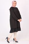 38070 Large Size Frill Detailed Miracle Tunic - Black