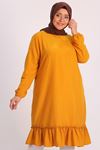 38070 Large Size Frill Detailed Miracle Tunic - Black