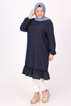 38070 Large Size Frill Detailed Miracle Tunic - Black