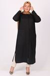 38071 Large Size Crepe Pocket Tunic - Black