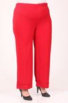 39022 Large Size Elastic Waist Double Leg Trousers - Red