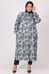 38088 Plus Size Front Pleated Patterned Crepe-Black