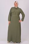 32027 Plus Size Belt Airobin Dress - Khaki