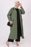 33028 Plus Size Shiny Striped Mina Jacket - Khaki