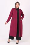 33028 Large Size Shiny Striped Mina Jacket - Light Plum
