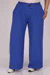 39007 Large Size Elastic Waist Wide Leg Double Layer Crepe Trousers - Saks