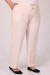  39021 Large Size Slim Leg Double Layer Crepe Trousers-Light Stone