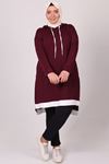 38094 Large Size White Combined Mina Crepe Tunic - Plum