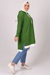 38094 Large Size White Combined Mina Crepe Tunic - Khaki