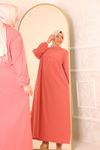32023 Plus Size Front Pleated Crepe Dress -Pink