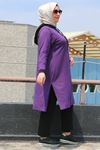37004 Plus Size Hooded Combed Cotton Pants Set - Purple