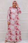 32024 Plus Size Hemline Frilly Crepe Dress -Dried rose