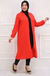 33033 Large Size Linen Airobin Jacket - Red